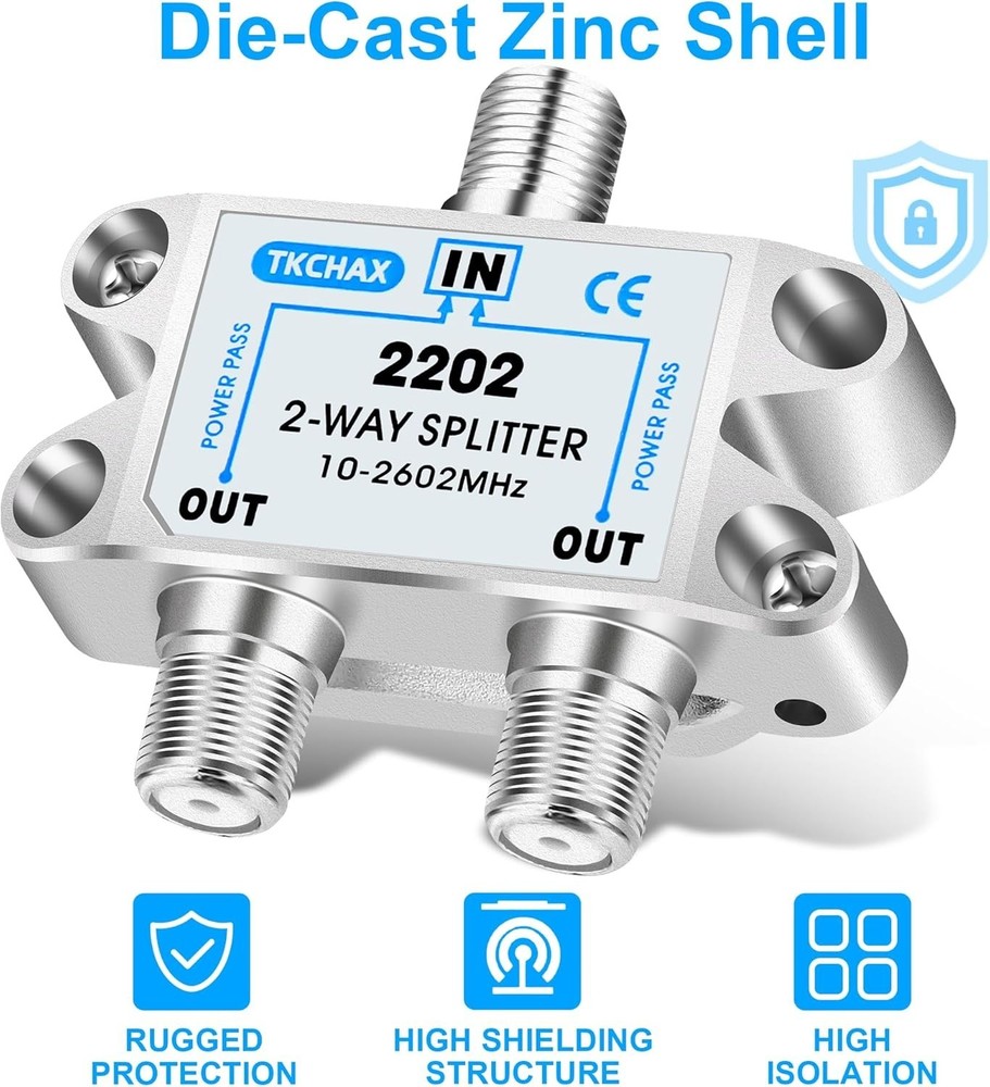 Support 10-2602MHz, RG6 Compatible, Nickel-Plated for Cable Splitter,Work wit...
