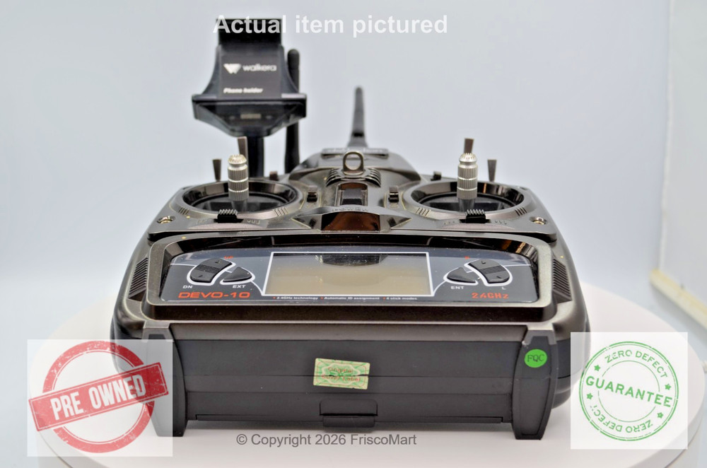 Walkera Devo 10 RC Controller. with Phone Holder Adapter, Aux4 Antenna installed