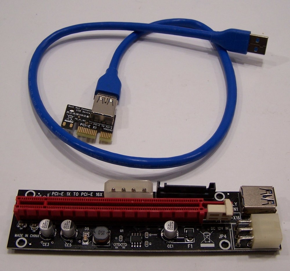 6 Pack Latest PCI-E Riser Express Flexible Cable 16X to 1X (6pin / MOLEX/SATA)