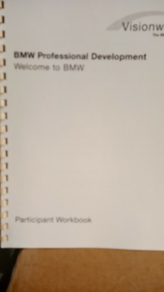 1993 BMW Professional Development Sales & Marketing Training Handbook Workbook