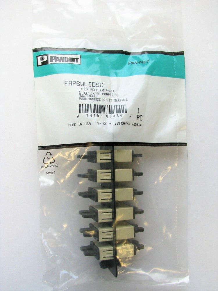 Panduit FAP6WEIDSC Panel 6 SC Duplex Adapters Multimode/MM OM1 Ivory