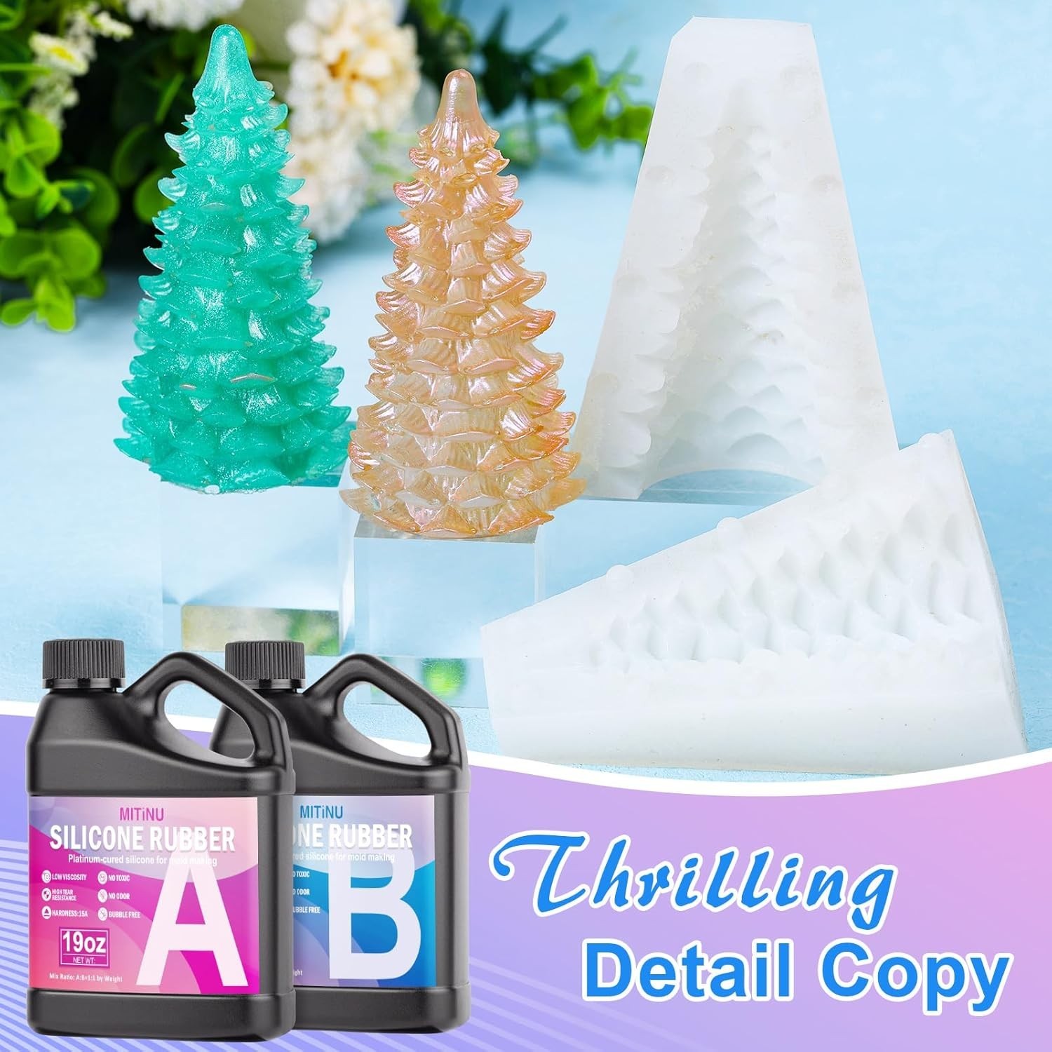 Silicone Mold Making Kit, 38.8oz 15A Elastic Liquid Silica Gel for Casting Resin