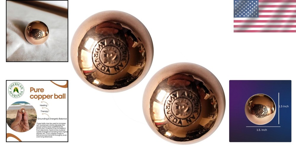 Solid Copper Balls 1.5" - 2 Pack - Pure Metal, Mental Agility, Therapy
