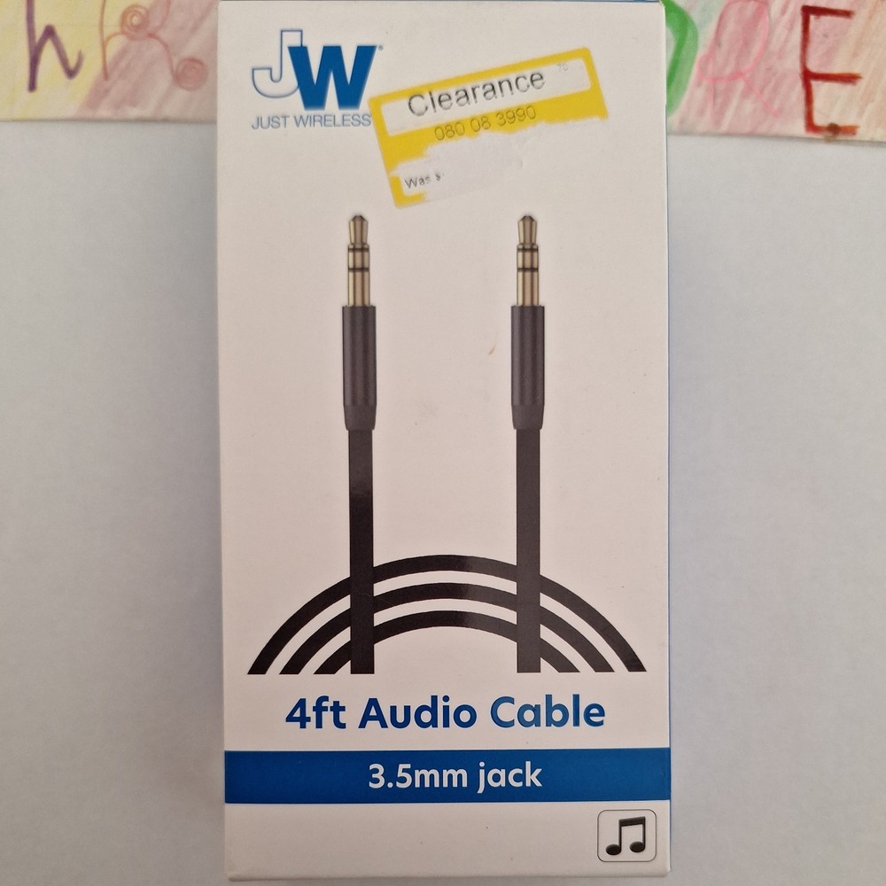 Just Wireless 4ft Flat TPU Auxiliary Cable (3.5mm) - Black