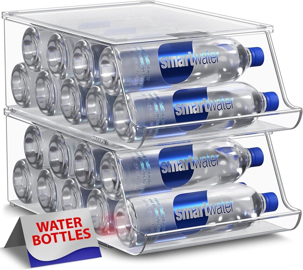 Clear Plastic Drink Organizer for Fridge - Versatile Storage Solution Set of 2