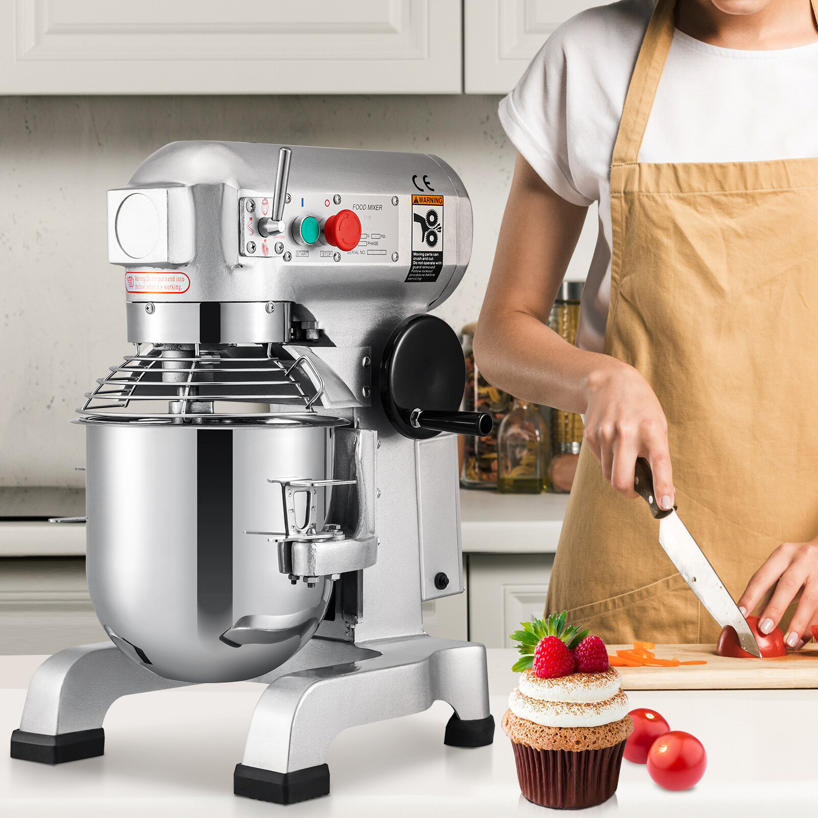 VEVOR Commercial Food Mixer Electric Dough Mixer 15Qt 3 Speeds Pizza Bakery 600W