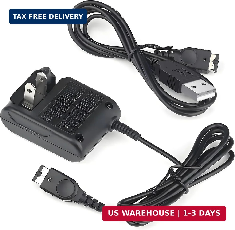 Gameboy Advance SP Charger - AC Wall Adapter & USB Charging Cable Compatible wit