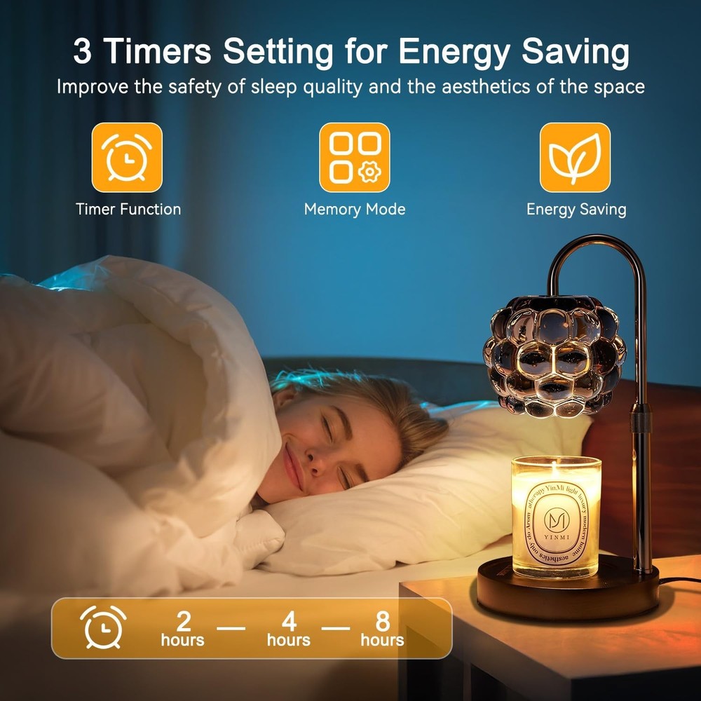 Candle Warmer Lamp with Timer Adjustable - Height Candle Warmer, Dimmer, Blac...
