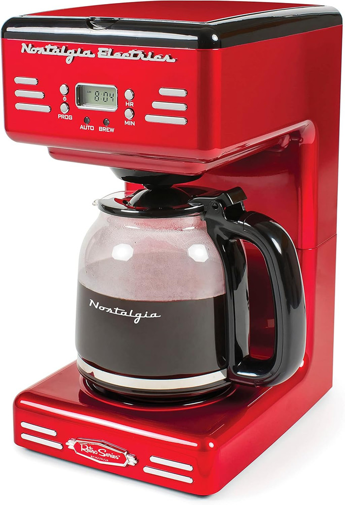 Nostalgia Retro 12-Cup Programmable Coffee Maker with LED Display, Automatic Shu