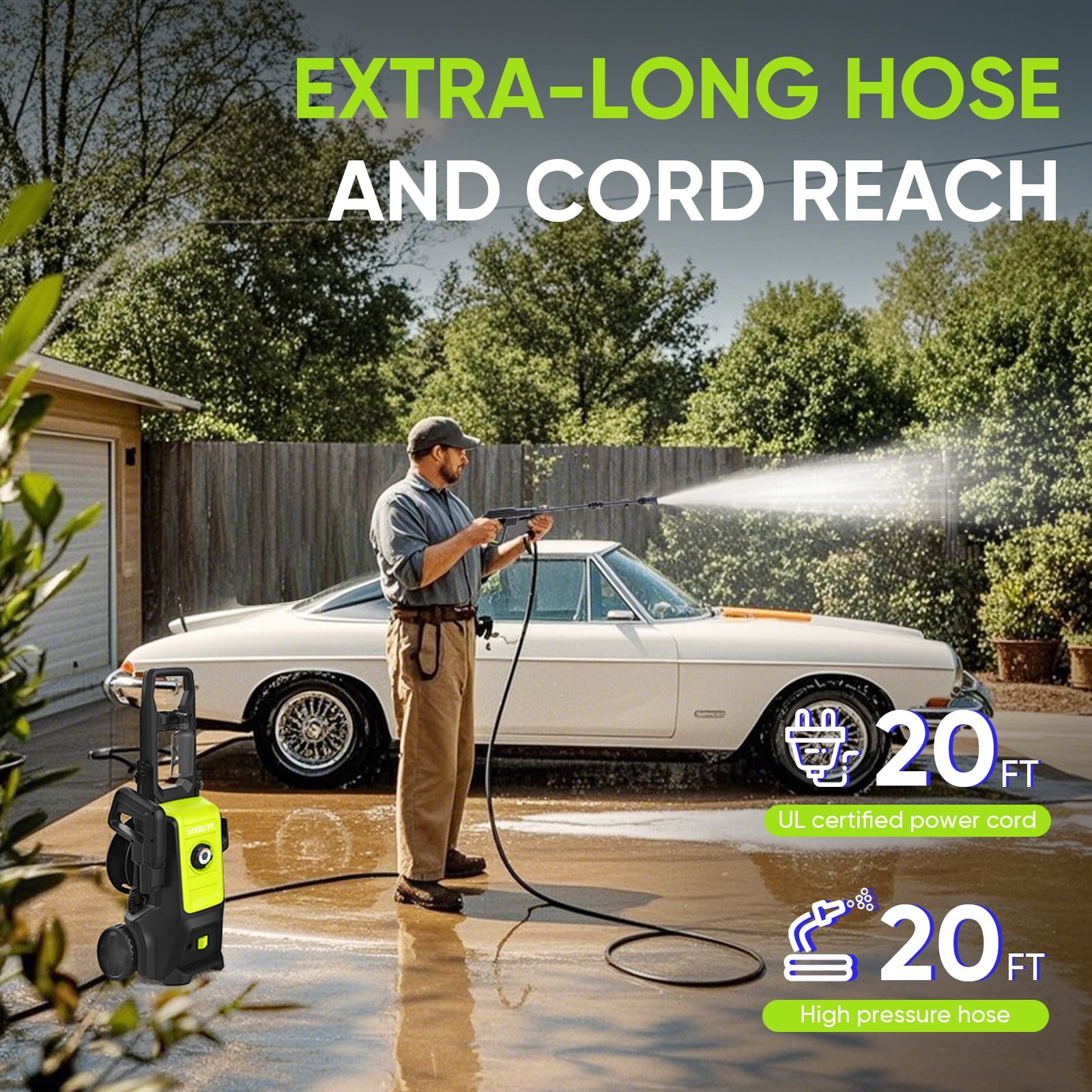 Steelite 5000 PSI Electric High Pressure Washer 2.5 GPM Portable Power Washer