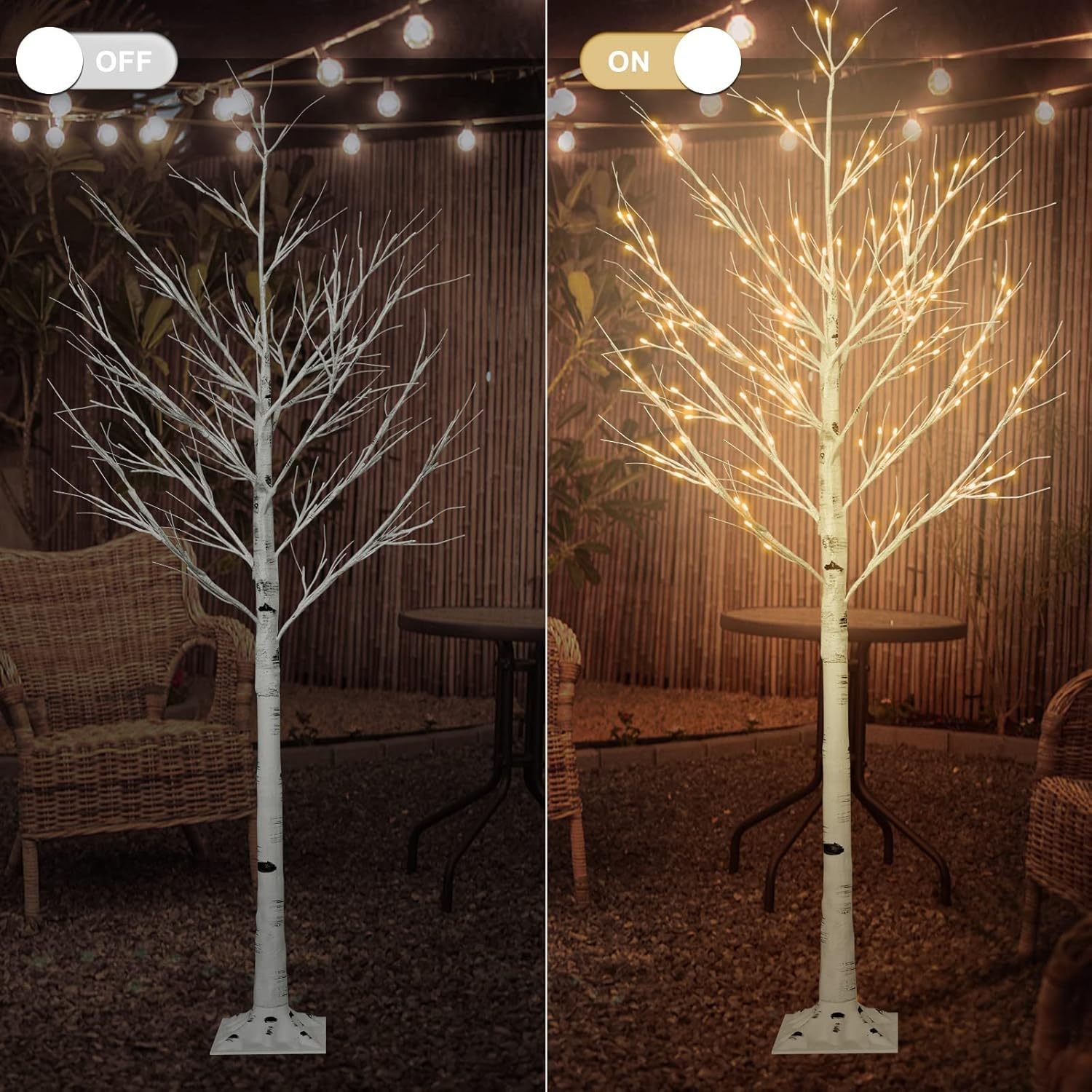 6FT Artificial Lighted Birch Tree Fairy Lights Faux Tree Xmas Party Home Decor