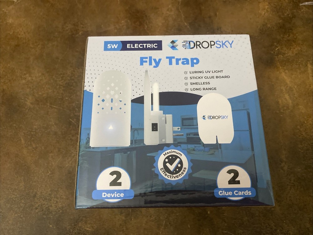2 Pack Electronic Flying Insect Fly Trap  Featuring Blue UV Light Dropsky