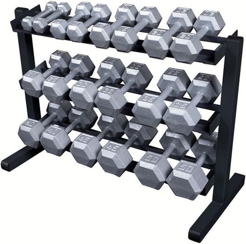 Body-Solid 3-Tier Horizontal Dumbbell Rack Stand Only, Weight Rack Stores