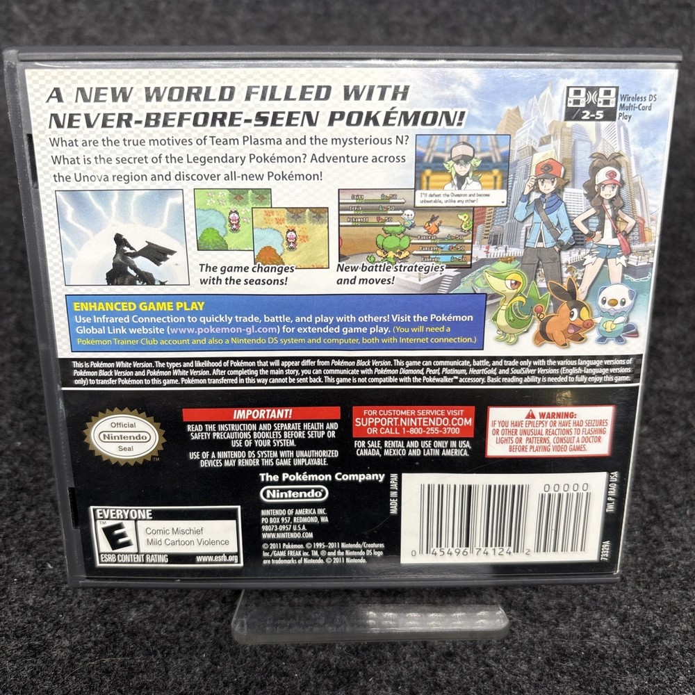 Pokemon White Ver. (DS) Authentic Case & Manual Only W/ Inserts Good Condition