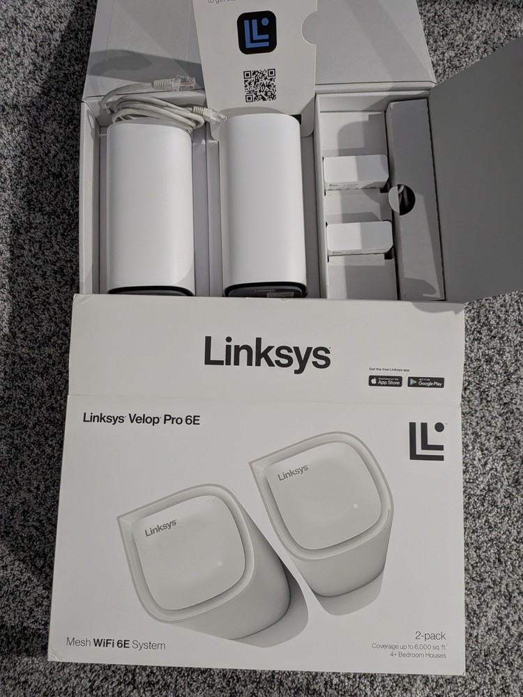 Linksys Velop Pro 6E WiFi Mesh System | Two Cognitive Mesh Tri-Band routers with