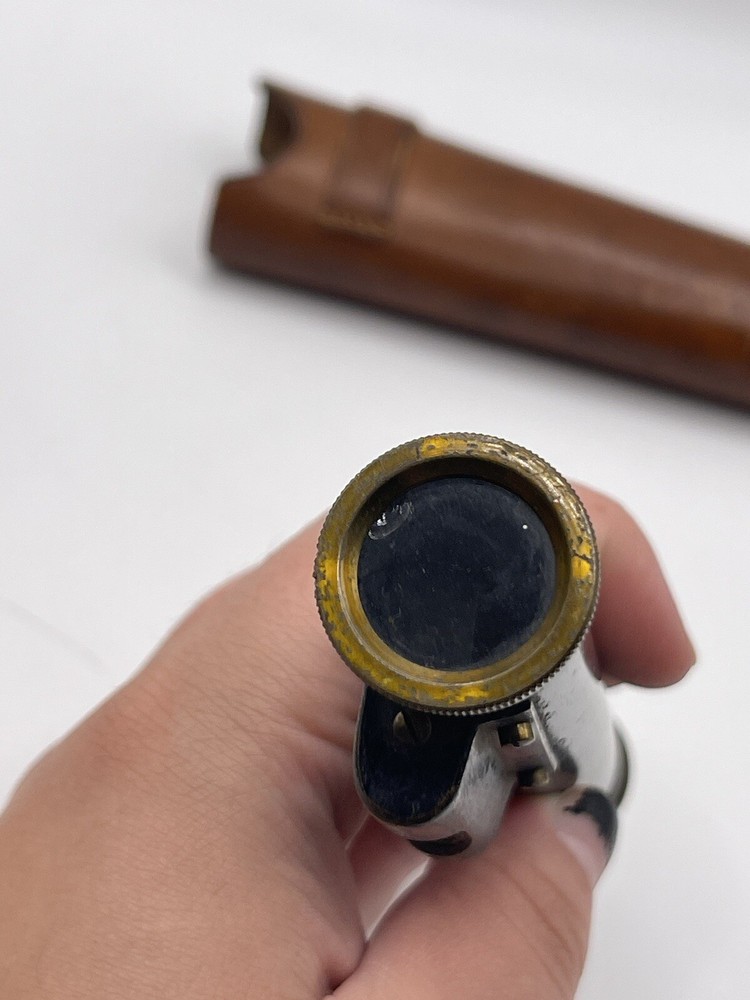 Antique Leveling Microscope With Leather Case Collectible ****