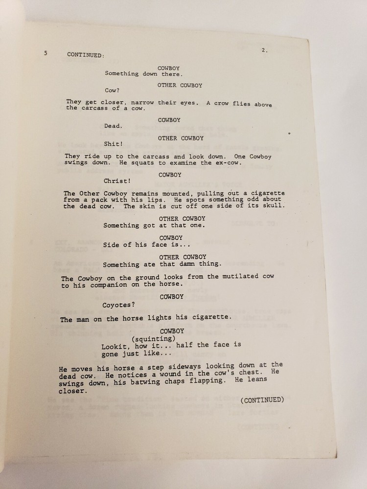 ENDANGERED SPECIES / Alan Rudolph 1981 Screenplay, cattle killings Robert Urich