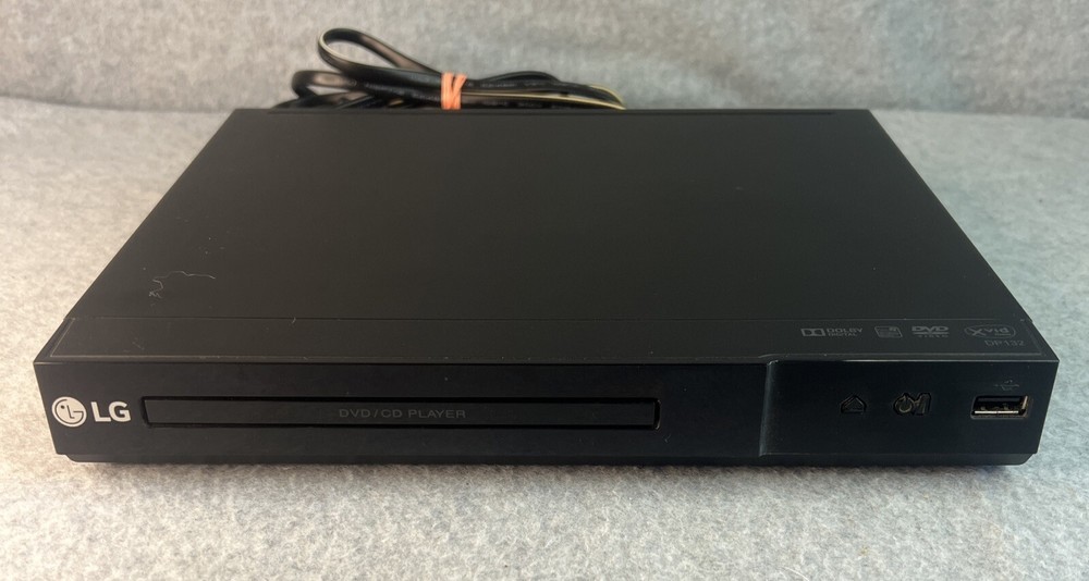 LG CD-DVD DP132 Player with Remote Control & A/V Chord Black Tested EUC