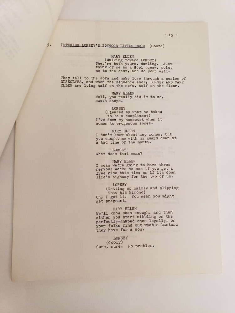 FOREPLAY / Jack Richardson 1975 Screenplay, man buys a doll, segment "Vortex"