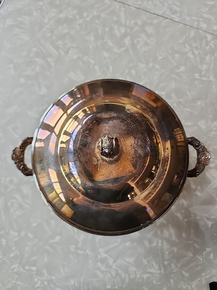 Vintage Federal Silver Company Silver Plated Ice Bucket Tarnished/ Pyrex Insert