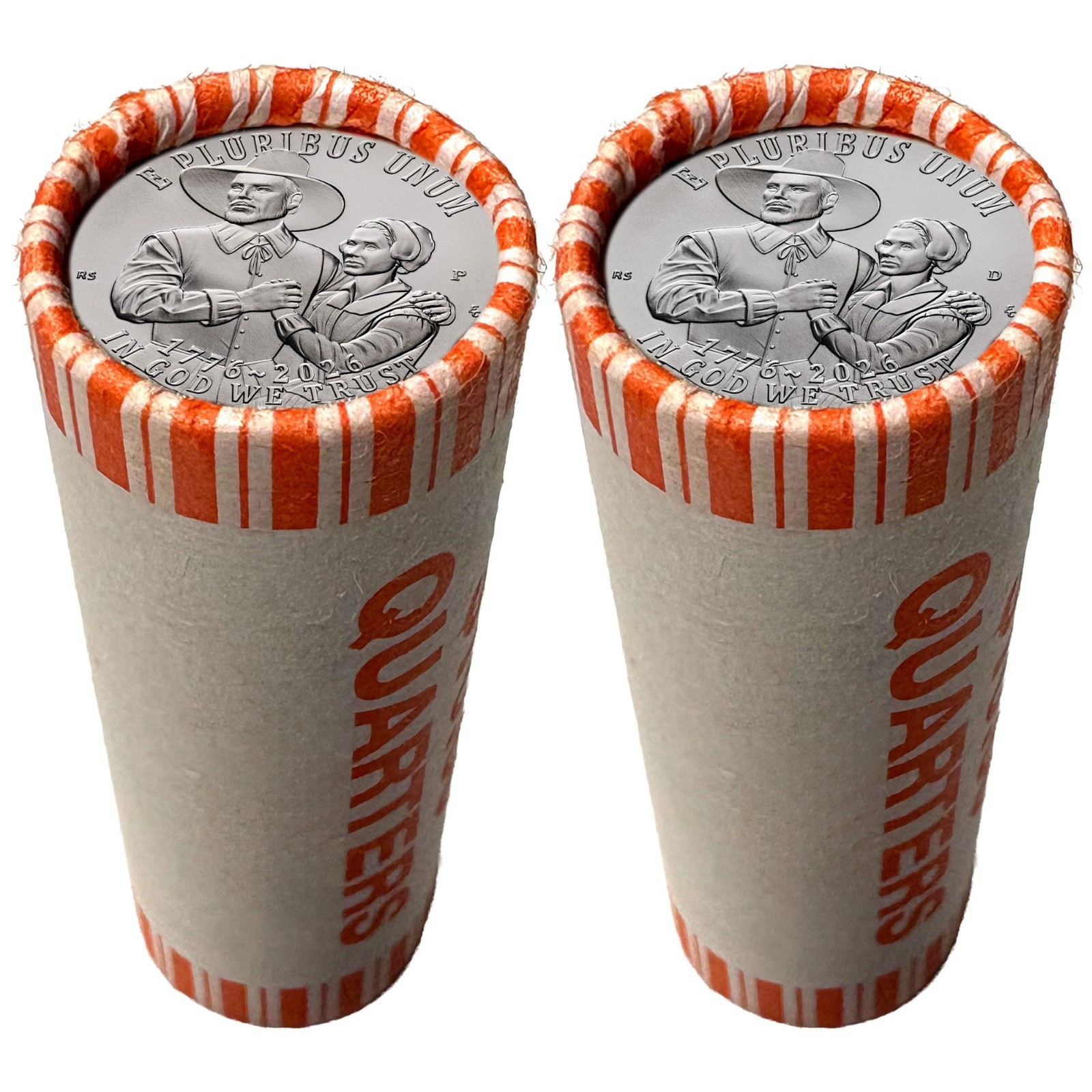 Mayflower Compact 1776-2026 Uncirculated Quarter Rolls Set  * BOTH P & D Mint *