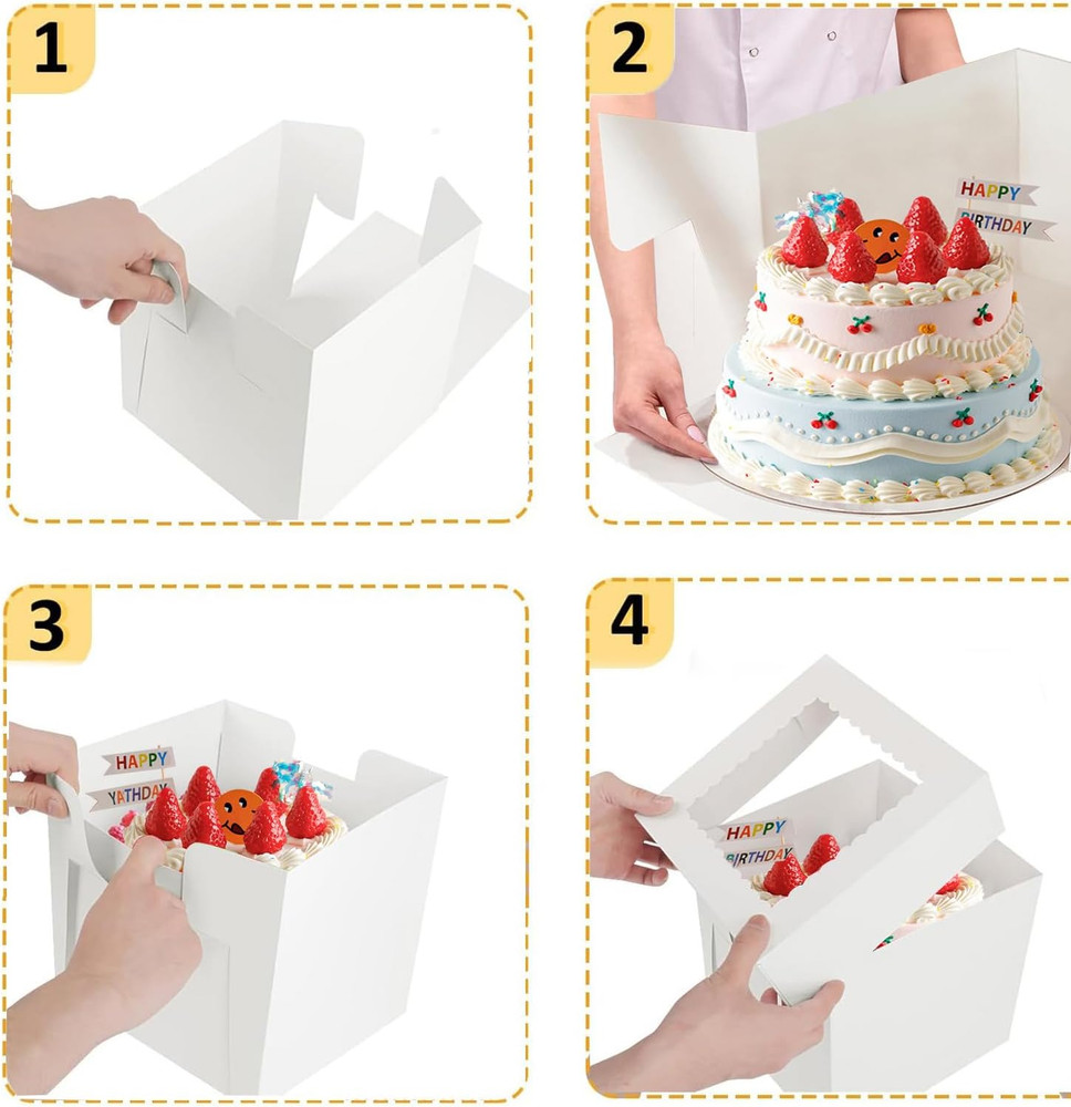 20-Pack 12x12x6 Cake Boxes & Boards White Sturdy Dessert Packaging Display