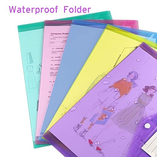 Pack Folders Plastic Envelopes, Clear Plastic File Folder for Document, 12