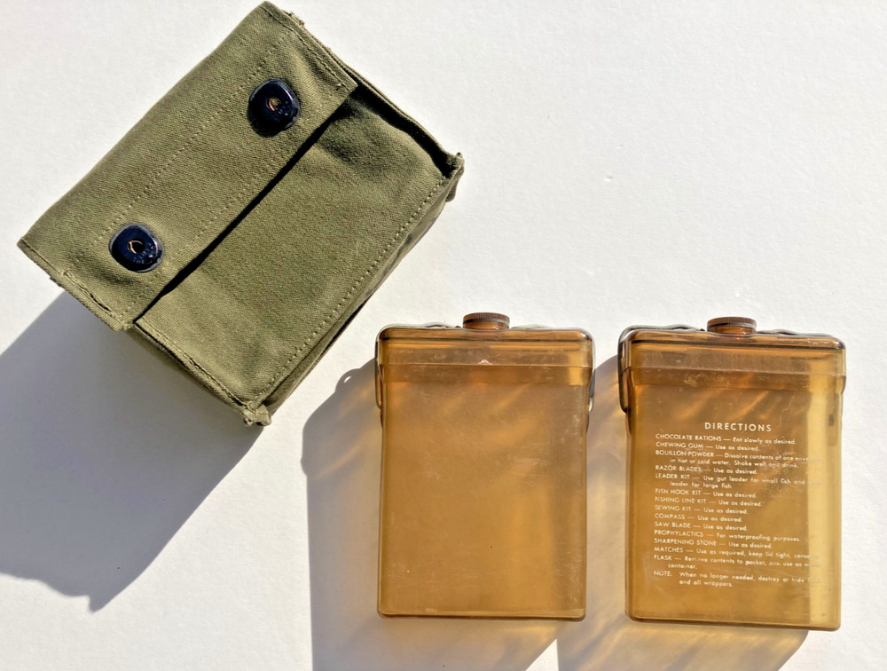 WW2 US Army Military Survival Kit Flasks Type E-3A E-17 Cases Field Gear