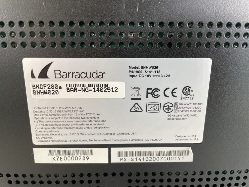 Barracuda NextGen CloudGen Cloud Based Firewall F280 BNGF280a