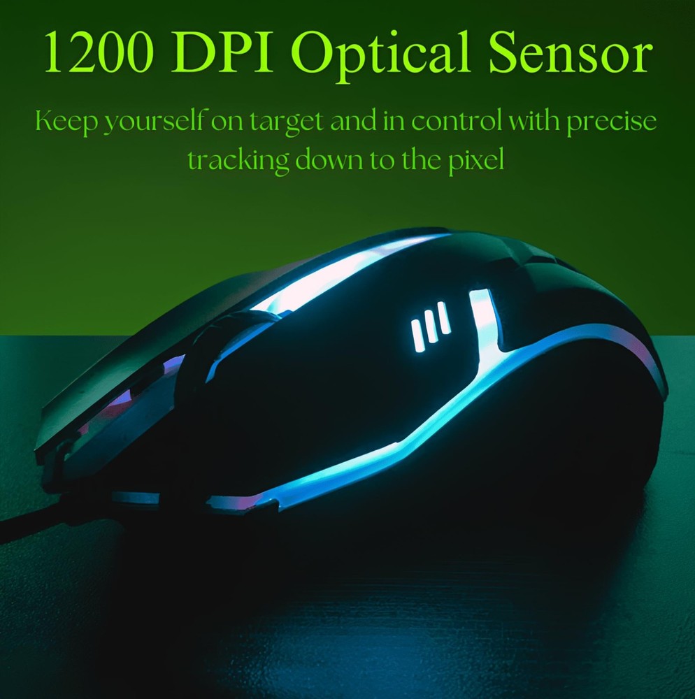 Wired USB Mouse – RGB Optical Computer Mouse,1200 DPI Office,Home and Game