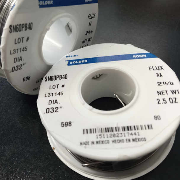60Sn40Pb Rosin Core Solder RA2% .032" 2.5oz