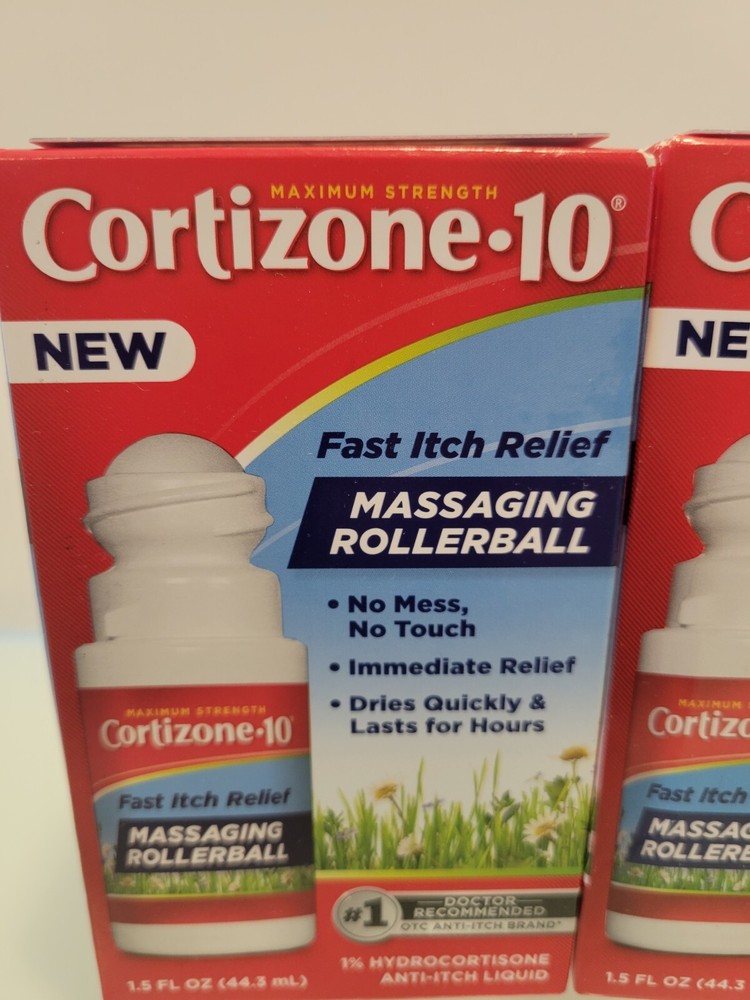 Cortizone 10 Maximum Fast Itch Massaging Rollerball Liquid 1.5oz EA (2pk bundle)
