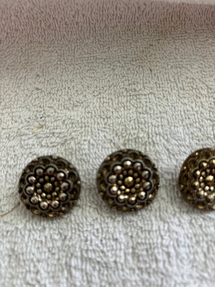 PLASTIC CHROME DESIGN BUTTONS LOT OF 3
