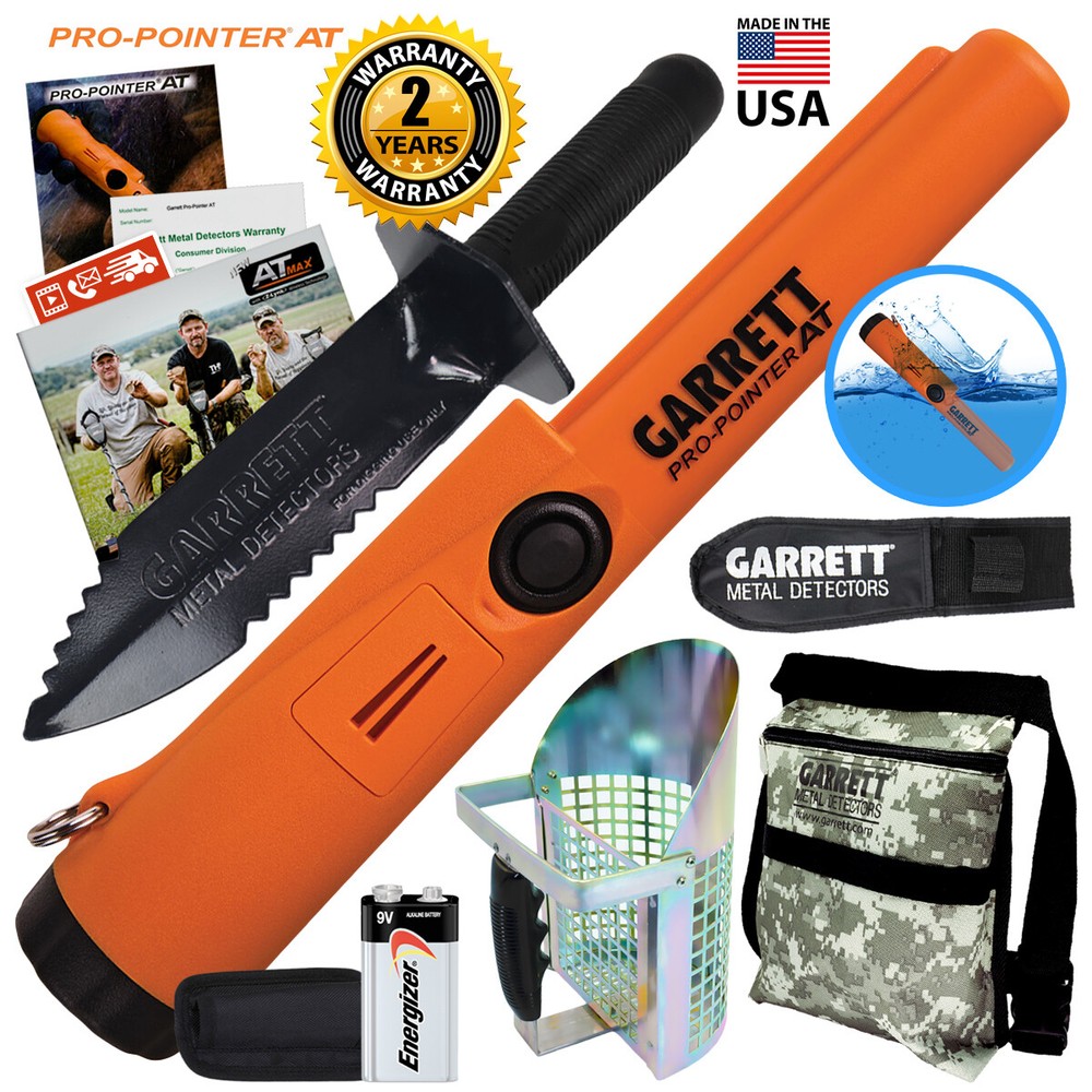 Garrett Pro Pointer AT Pinpointer Waterproof w/ Edge Digger, Sand Scoop & Pouch