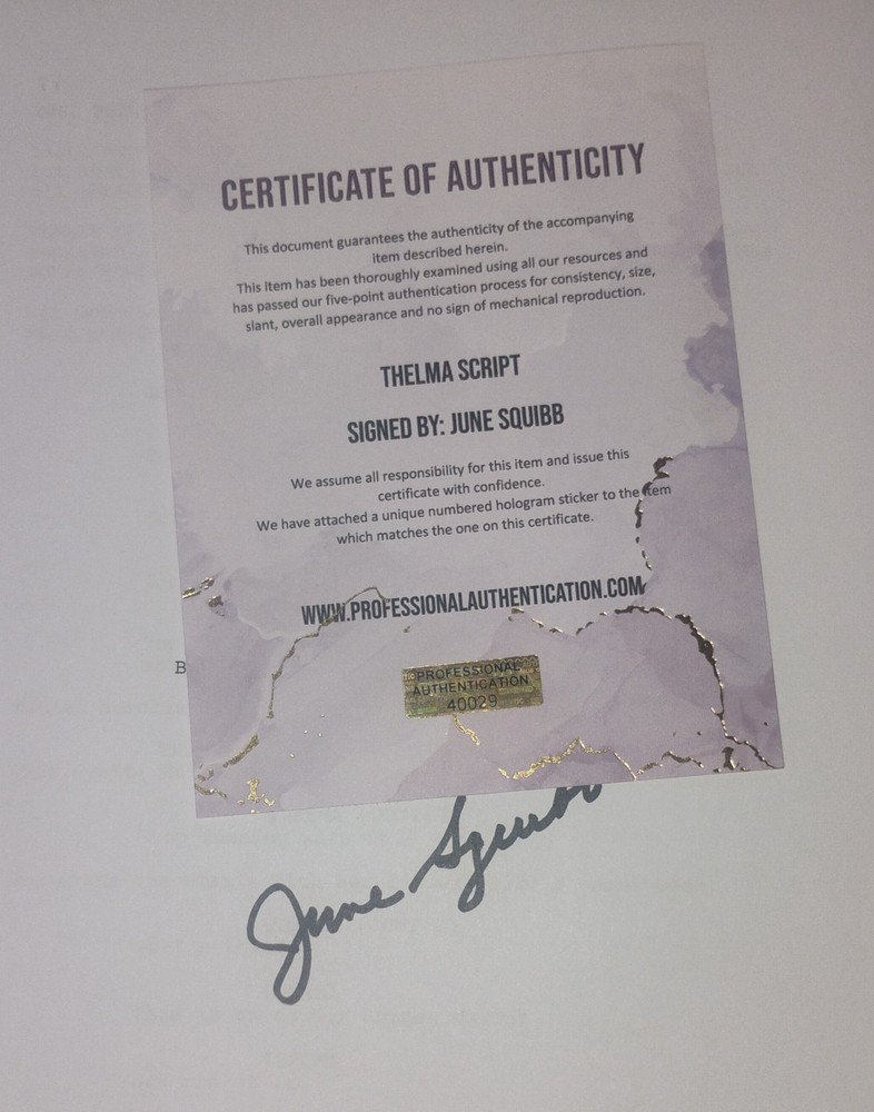 June Squibb Hand Signed Autograph Thelma Script COA - NO US TARIFFS