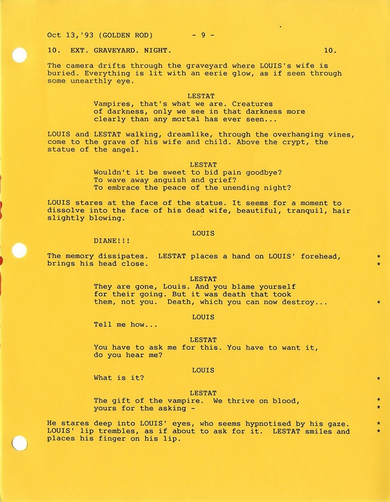 INTERVIEW WITH THE VAMPIRE (Jun 21, 1993) Final draft script by Rice, Jordan