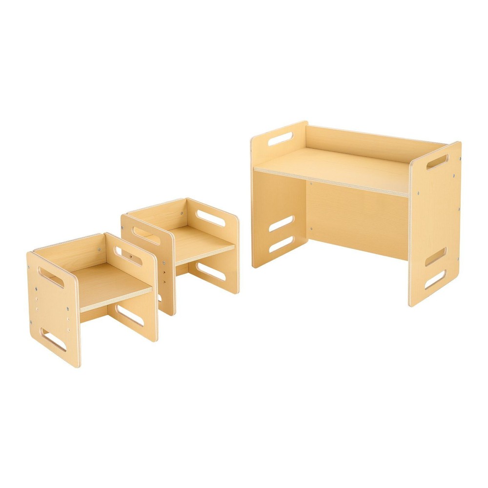 Multi-Use Child Desk with 2 Chairs Convertible Functionality Strong