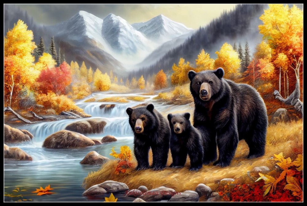 Autumn Bear Country - Chart Counted Cross Stitch Patterns Needlework DMC Color