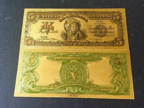 ☆☆《1899 SILVER CERTIFICATE》 INDIAN CHIEF  $5 Rep.*Banknote