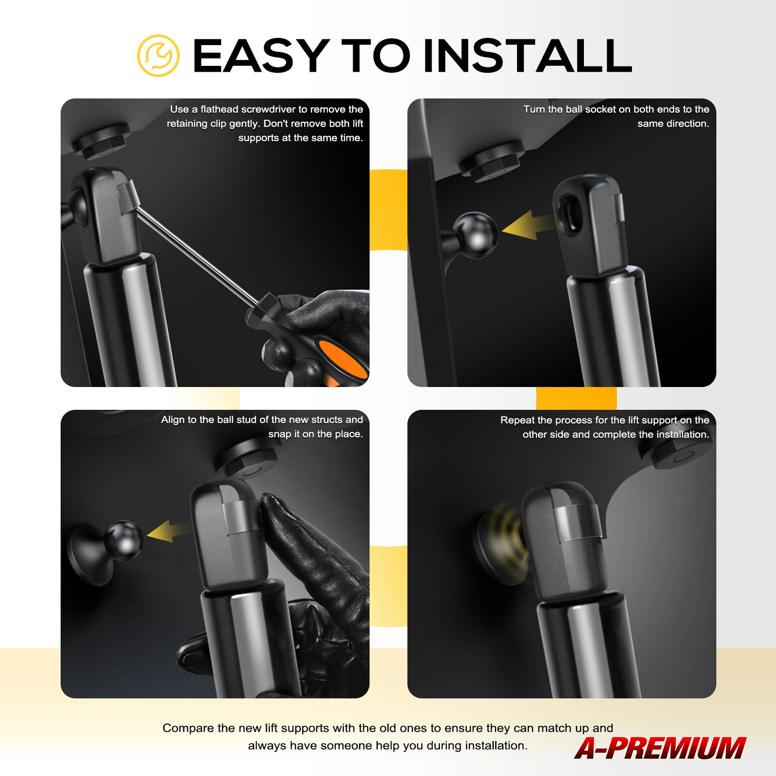 2x Rear Window Glass Lift Supports Struts for Chevy GMC Yukon Cadillac 2000-2006