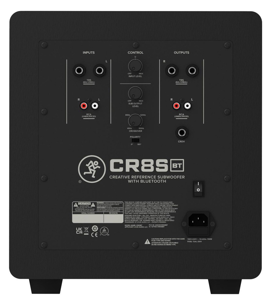 Pair Mackie CR8BT 8" Powered Studio Monitors w/Bluetooth/Tone Control+8" Sub
