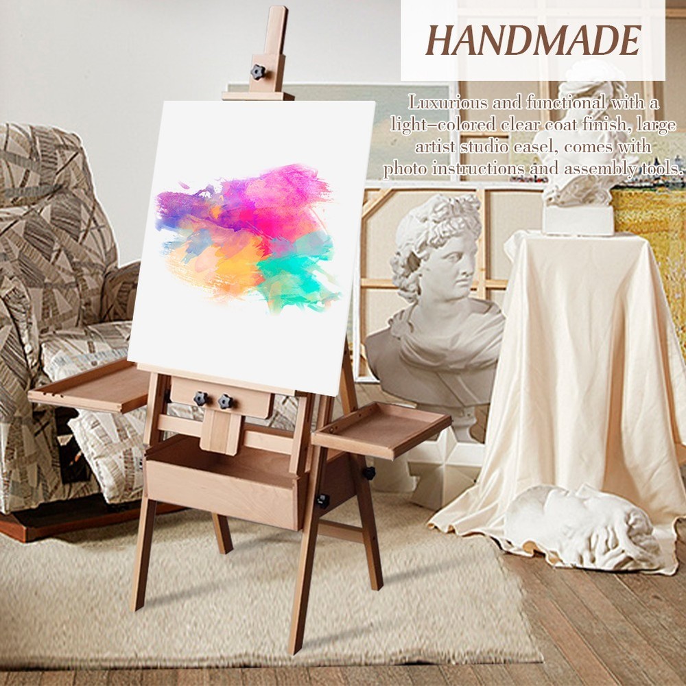 Professional Artist Easel Studio H-Frame Easel Adjustable Solid Beech Wood