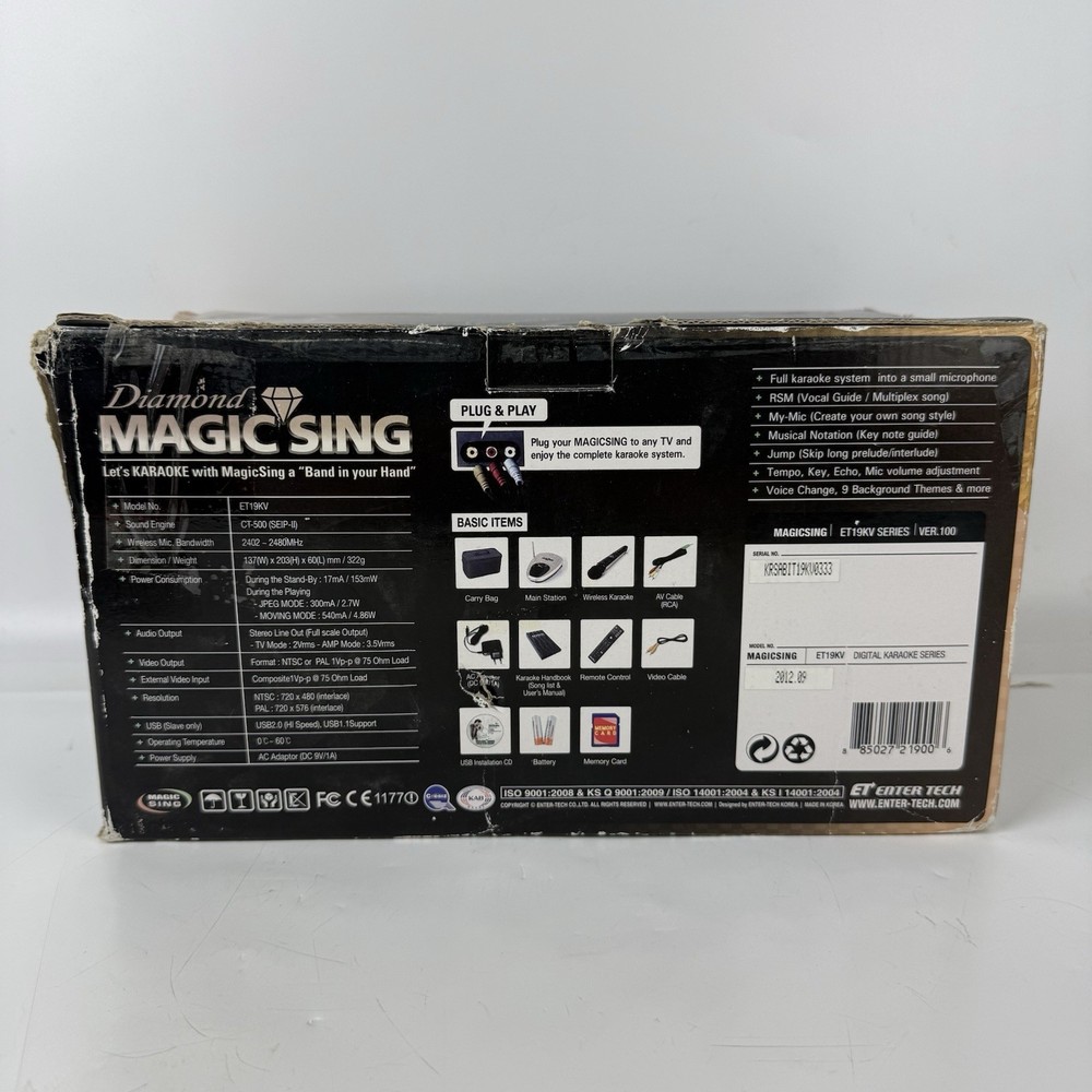 Diamond Magic Sing ET19KV With 2 Microphones & Accessories Base Used