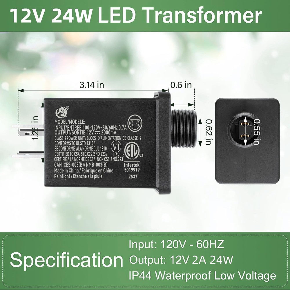 12V 2A LED Transformer Replacement Class 2 Power Supply Compatible with...
