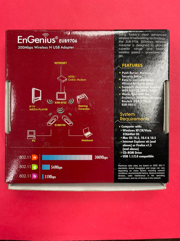 EnGenius 300Mbps Wireless-N USB Adapter 2.4GHz-NEW