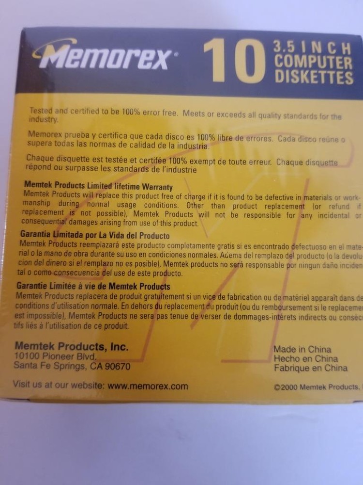 Memorex 3.5" computer diskettes PC formatted pack of 10