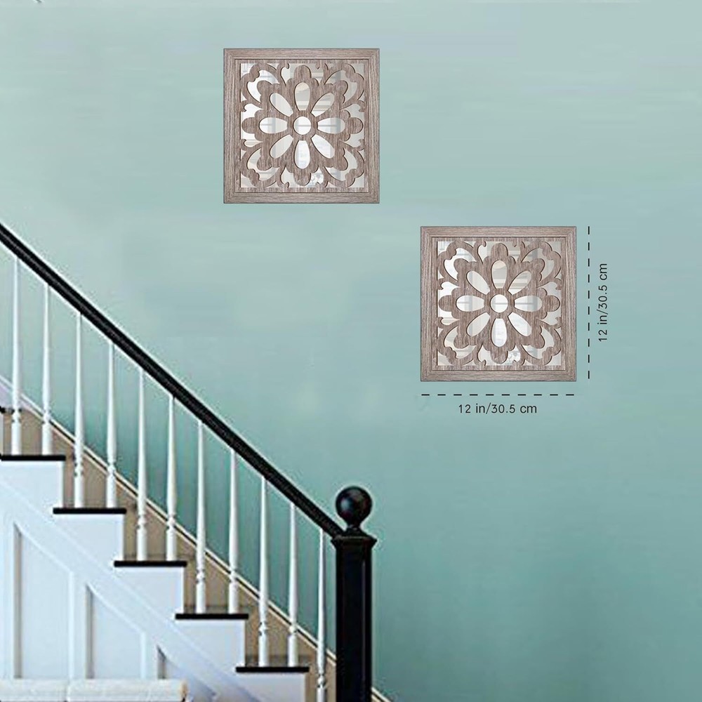 Square Mandala Cutout Wall Mirror Decor - Kitchen Entryway Decorative Mirror