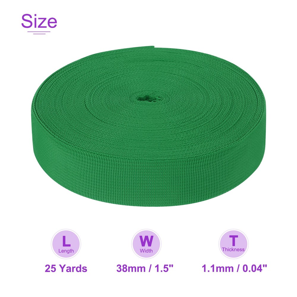 25 Yard x 1 1/2 Inch Width Nylon Webbing Strap Poly Flat Webbing Strapping Green