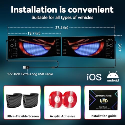 Devil Eyes Windshield LED Light 2PCS 13.7"x4" - Sync Programmable with
