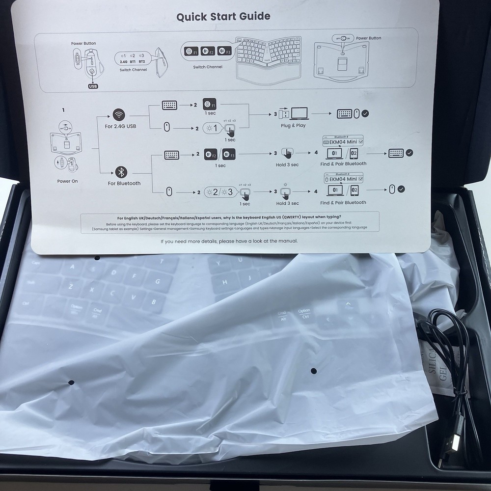 ProtoArc Bluetooth Ergonomic Keyboard Mouse Combo EKM04 Mini Compact Wireless